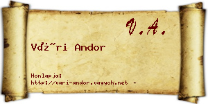 Vári Andor névjegykártya